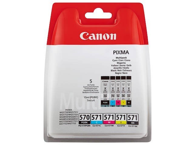 Cartouches Canon-CLI571+ 570 Nr.571 Pixma MG Pack (5) - Canon ink or toner cartridge