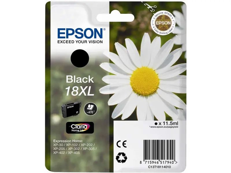 Epson 18XL (C13T18114012) Ink Cartridge Black High Capacity - Epson ink or toner cartridge