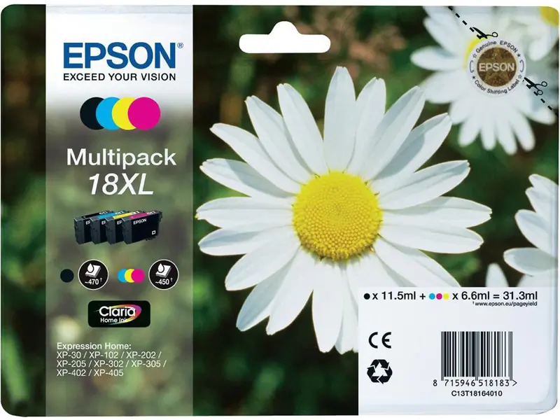 Epson 18XL (C13T18164012) Ink Cartridge 4-color Multipack High Capacity - Epson ink or toner cartridge