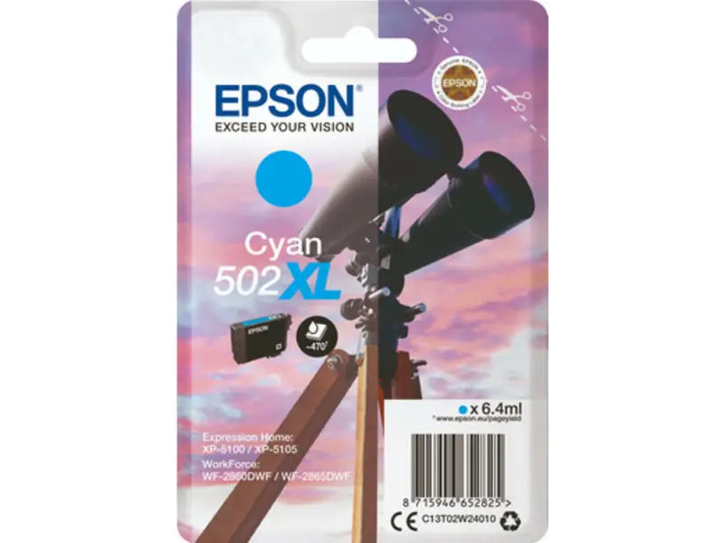 Epson 502XL (C13T02W24010) Ink Cartridge Cyan High Capacity - Epson ink or toner cartridge