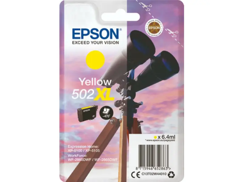 Epson 502XL (C13T02W44010) Ink Cartridge Yellow High Capacity - Epson ink or toner cartridge
