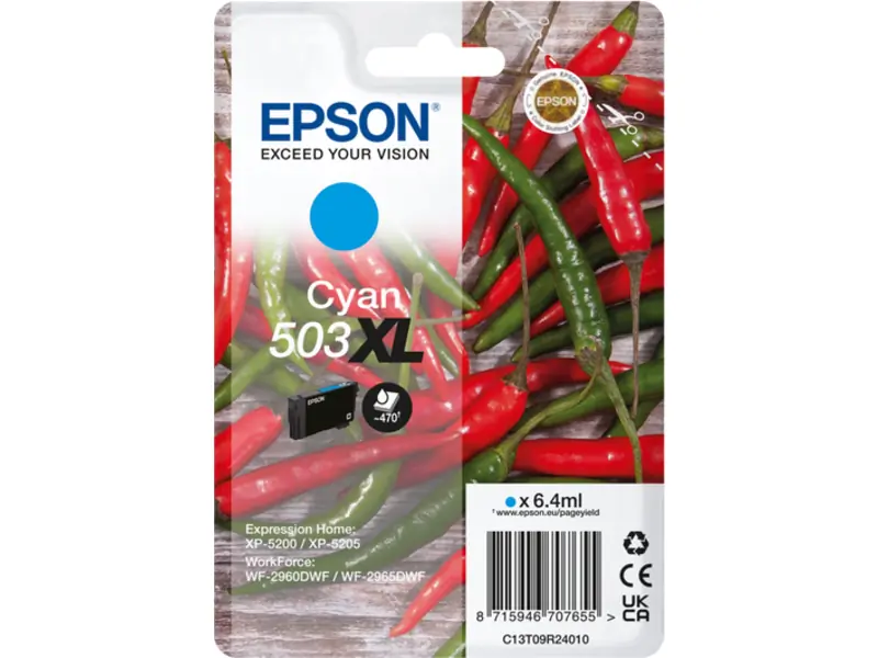 Epson 503XL (C13T09R24010) Ink Cartridge Cyan High Capacity - Epson ink or toner cartridge